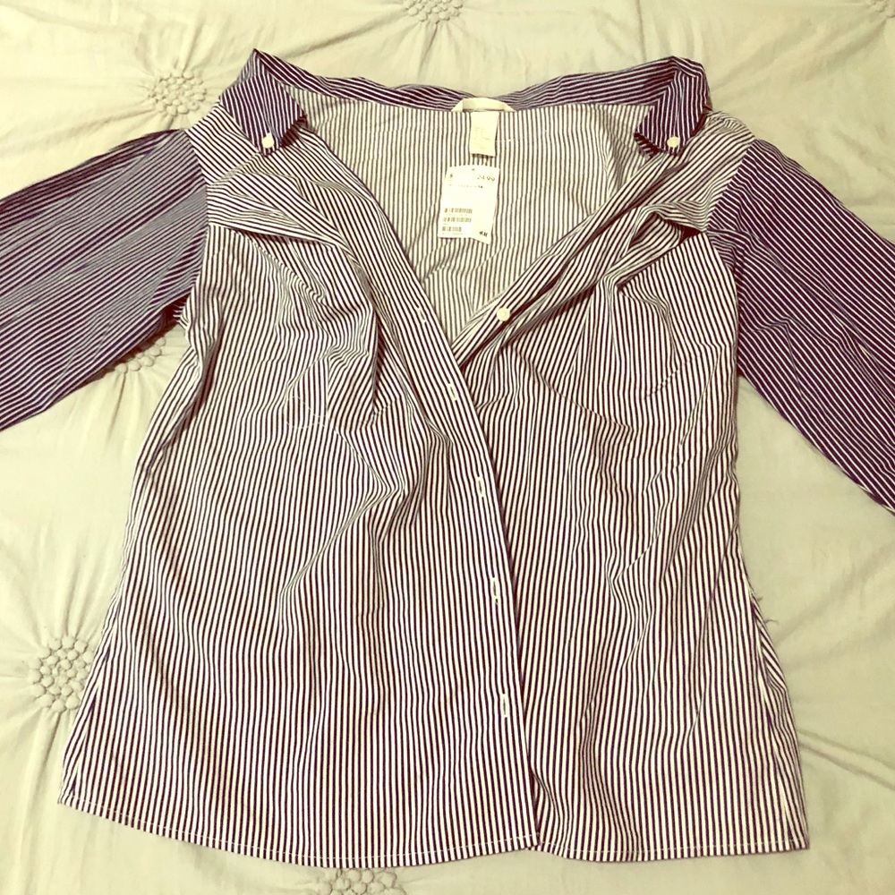 Asymetrical striped off-the-shoulder blouse